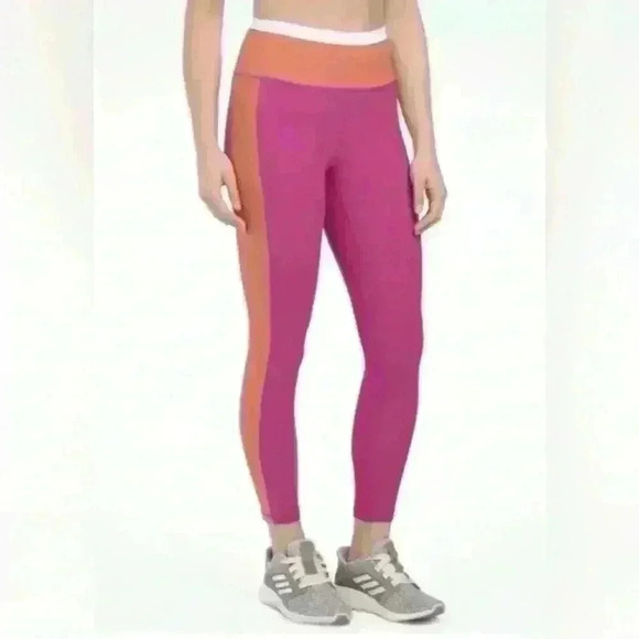Wilo The Label Pants - Wilo The Label Ribbed Colorblock Leggings Orange, Pink, White Size Large
